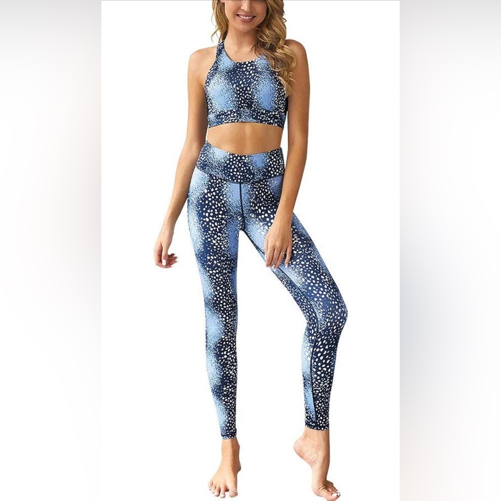 Blue and White Yoga Activewear Set